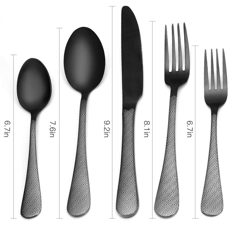 sharecook Matte Black Silverware Set, Satin Finish 20-Piece Stainless Steel Flatware Set,Kitchen Utensil Set Service for 4,Tableware Cutlery Set for Home and Restaurant, Dishwasher Safe - Image 2